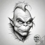Tattoo sketch the grinch with a skin, tattoo… – tattoo sketch (№1757519702_0, 10.09.2025 15:55) — tattoovalue.net