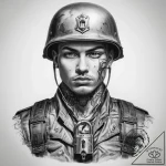 Tattoo sketch soldier with a lock – tattoo sketch (№1757520107_0, 10.09.2025 16:01) — tattoovalue.net