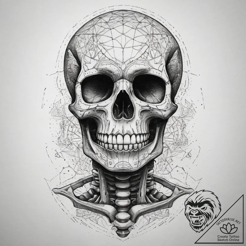 Tattoo sketch skeleton, artistic tattoo sketc... - tattoo sketch (№1757520905_0, 10.09.2025 16:15) — tattoovalue.net
