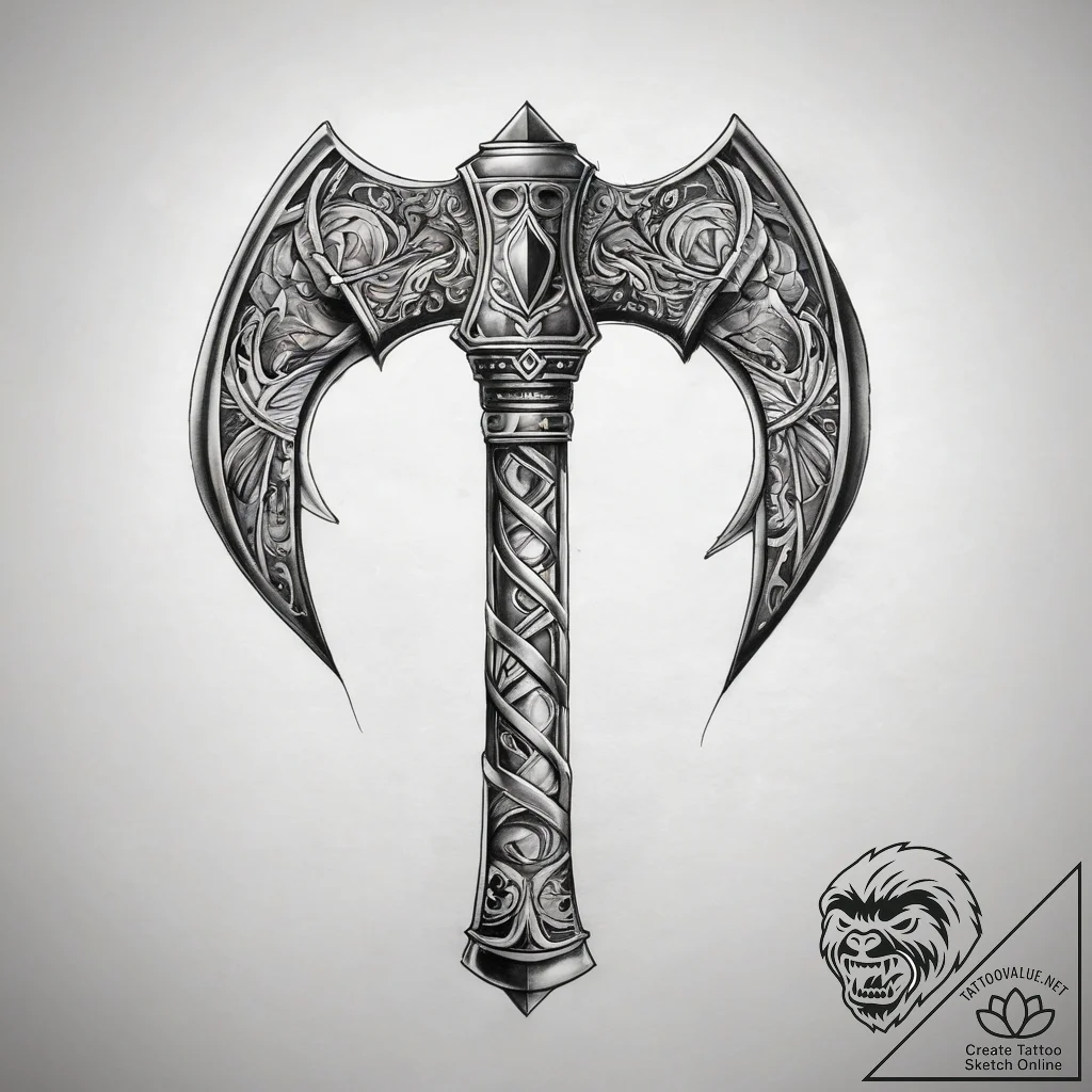 Tattoo sketch узор в виде топора, artistic ta... - tattoo sketch (№1757521298_0, 10.09.2025 16:21) — tattoovalue.net