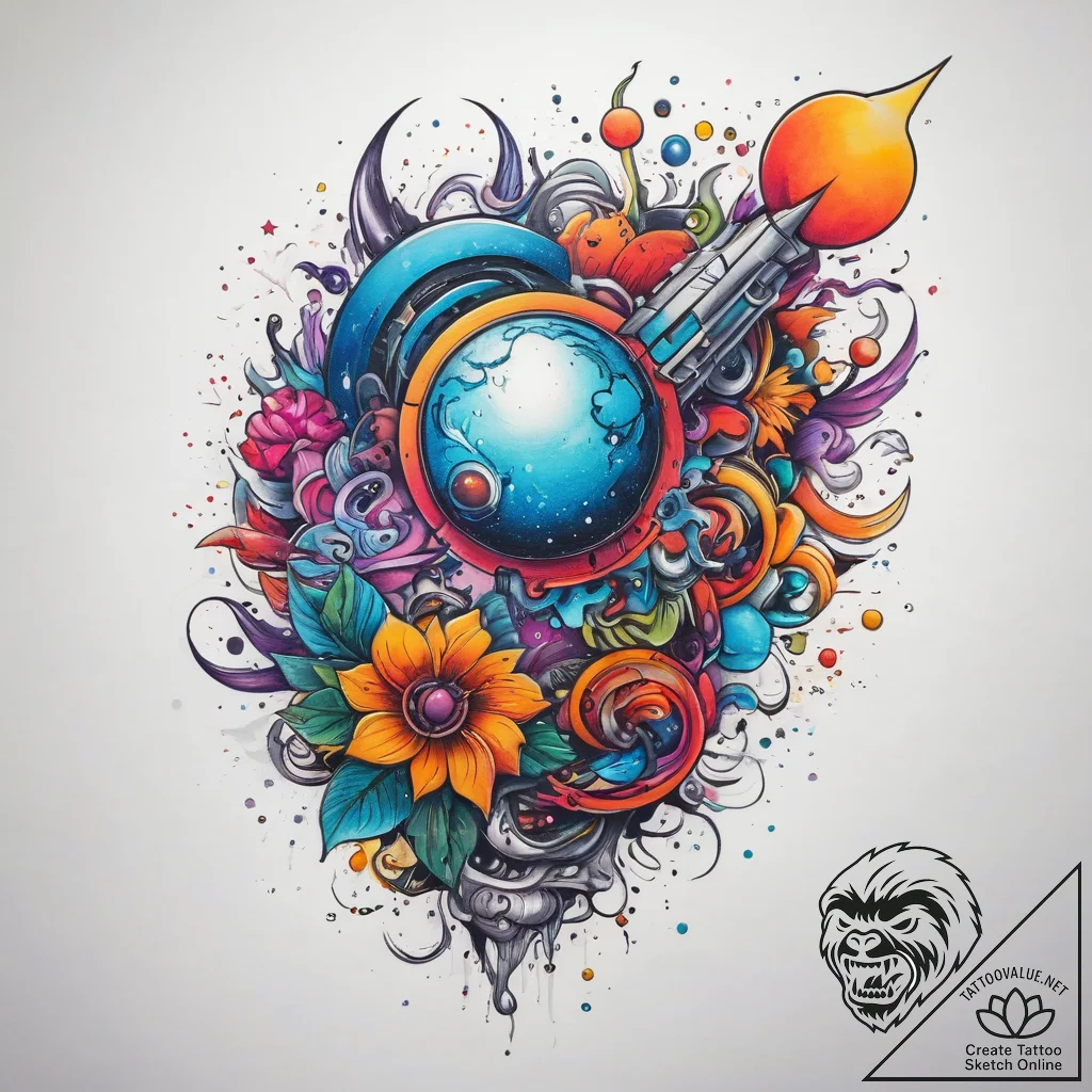Tattoo sketch cosmic narrative, ink illustrat... - tattoo sketch (№1757522861_0, 10.09.2025 16:47) — tattoovalue.net