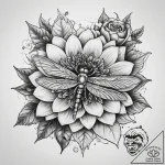 Tattoo sketch chrysanthemum with a dragonfly,… – tattoo sketch (№1757523251_0, 10.09.2025 16:54) — tattoovalue.net