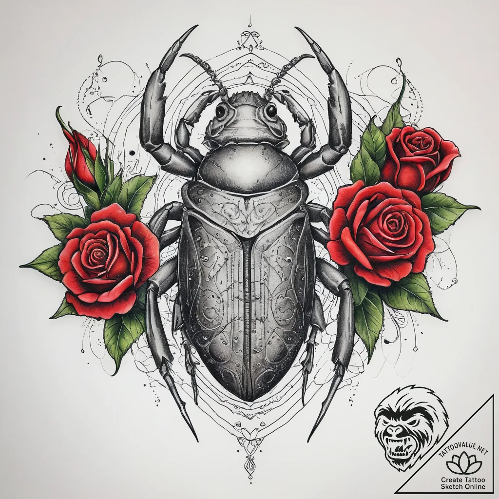 Tattoo sketch giant water bug, tattoo sketch... - tattoo sketch (№1757523837_0, 10.09.2025 17:03) — tattoovalue.net