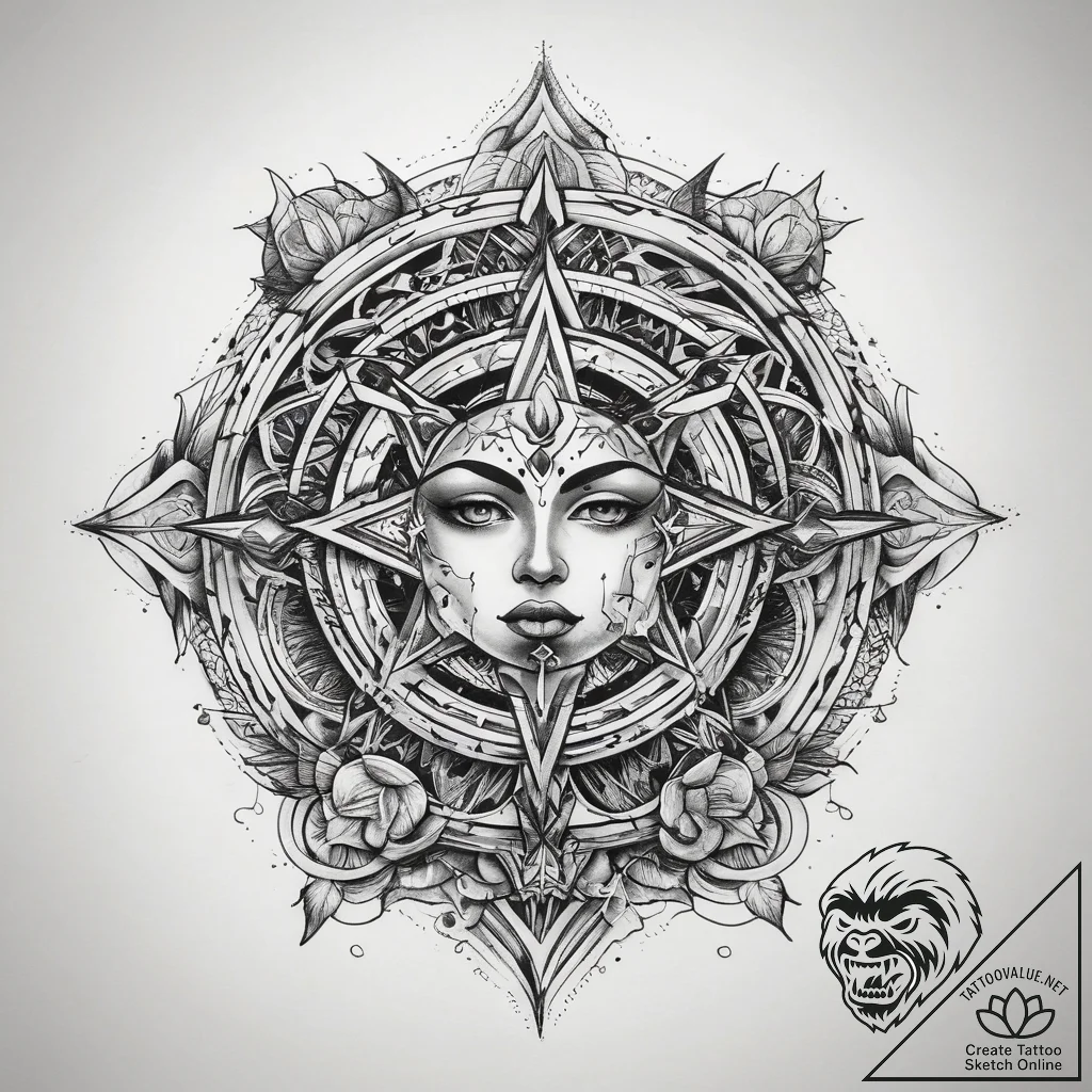 Tattoo sketch cosmic identity, concept art fo... - tattoo sketch (№1757524230_0, 10.09.2025 17:10) — tattoovalue.net