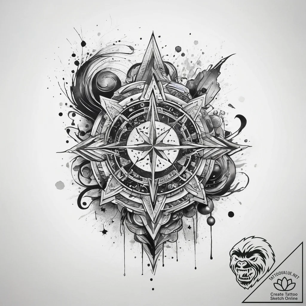 Tattoo sketch cosmic narrative, ink illustrat... - tattoo sketch (№1757524424_0, 10.09.2025 17:13) — tattoovalue.net