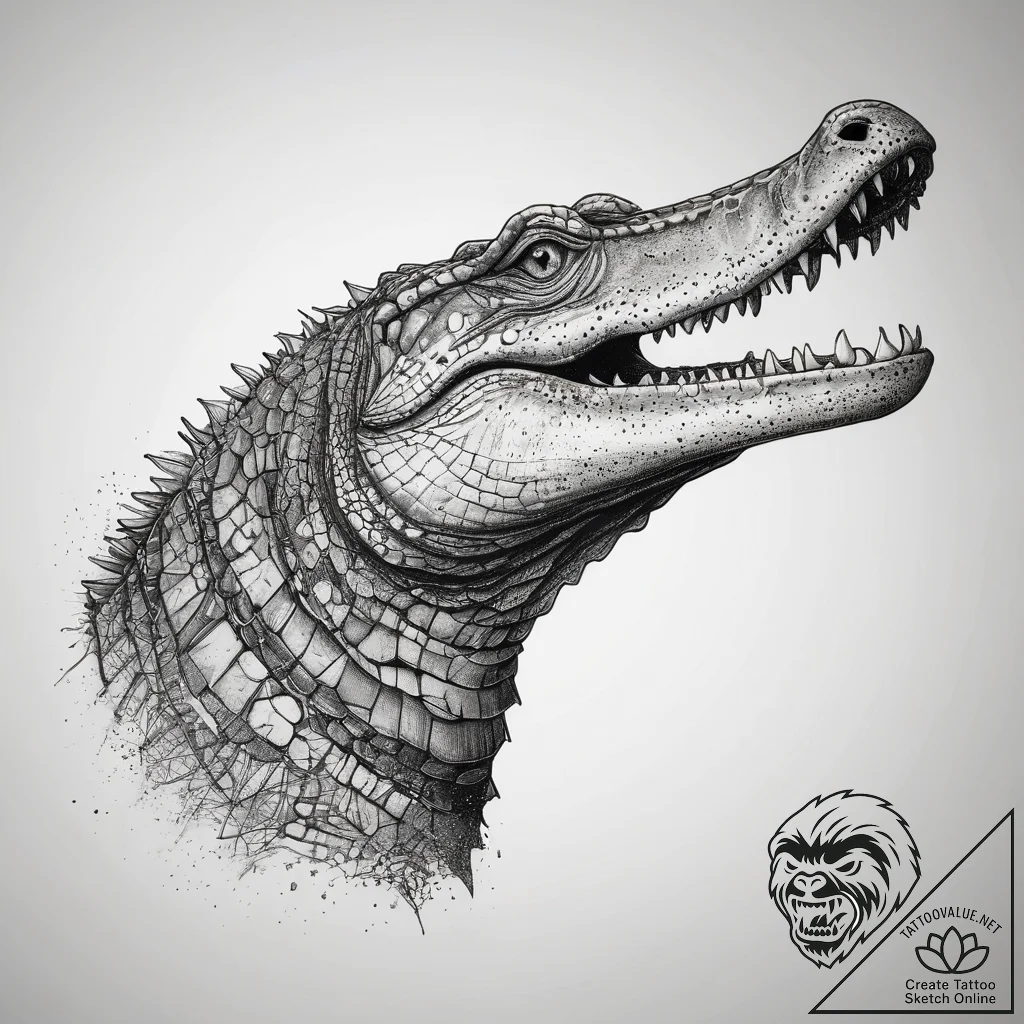 Tattoo sketch crocodile, concept art for tatt... - tattoo sketch (№1757526379_0, 10.09.2025 17:46) — tattoovalue.net