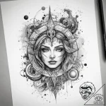 Tattoo sketch cosmic creation, ink illustrati… – tattoo sketch (№1757526952_0, 10.09.2025 17:55) — tattoovalue.net