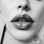 Tattoo sketch single line of a person’s lips – tattoo sketch (№1757530077_0, 10.09.2025 18:47) — tattoovalue.net