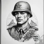 Tattoo sketch soldier with a map, tattoo flas… – tattoo sketch (№1757530272_0, 10.09.2025 18:51) — tattoovalue.net