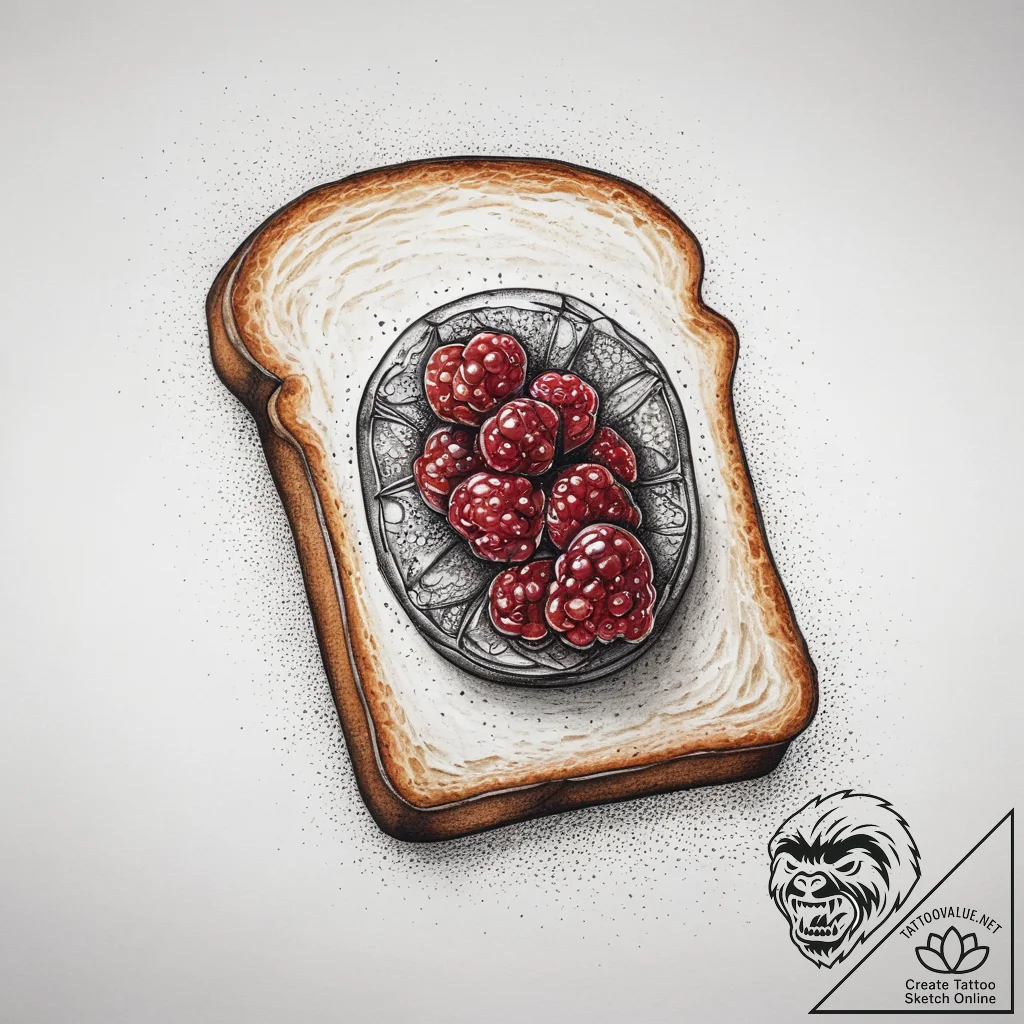 Tattoo sketch toast with jam, tattoo line art... - tattoo sketch (№1757530664_0, 10.09.2025 18:57) — tattoovalue.net