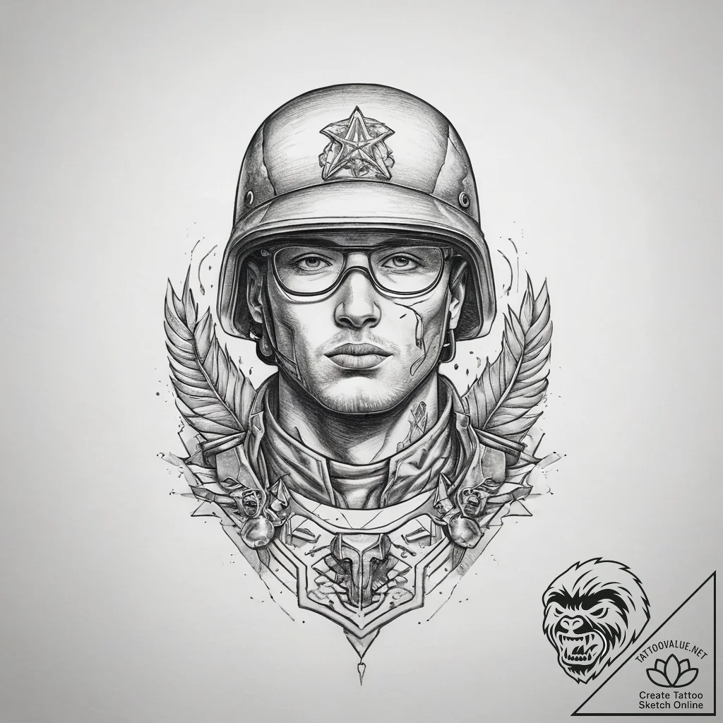 Tattoo sketch soldier's name, artistic tattoo... - tattoo sketch (№1757533785_0, 10.09.2025 19:49) — tattoovalue.net