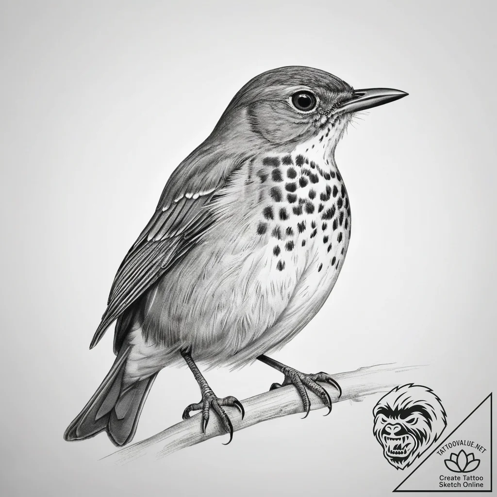Tattoo sketch swainson's thrush - tattoo sketch (№1757534570_0, 10.09.2025 20:02) — tattoovalue.net