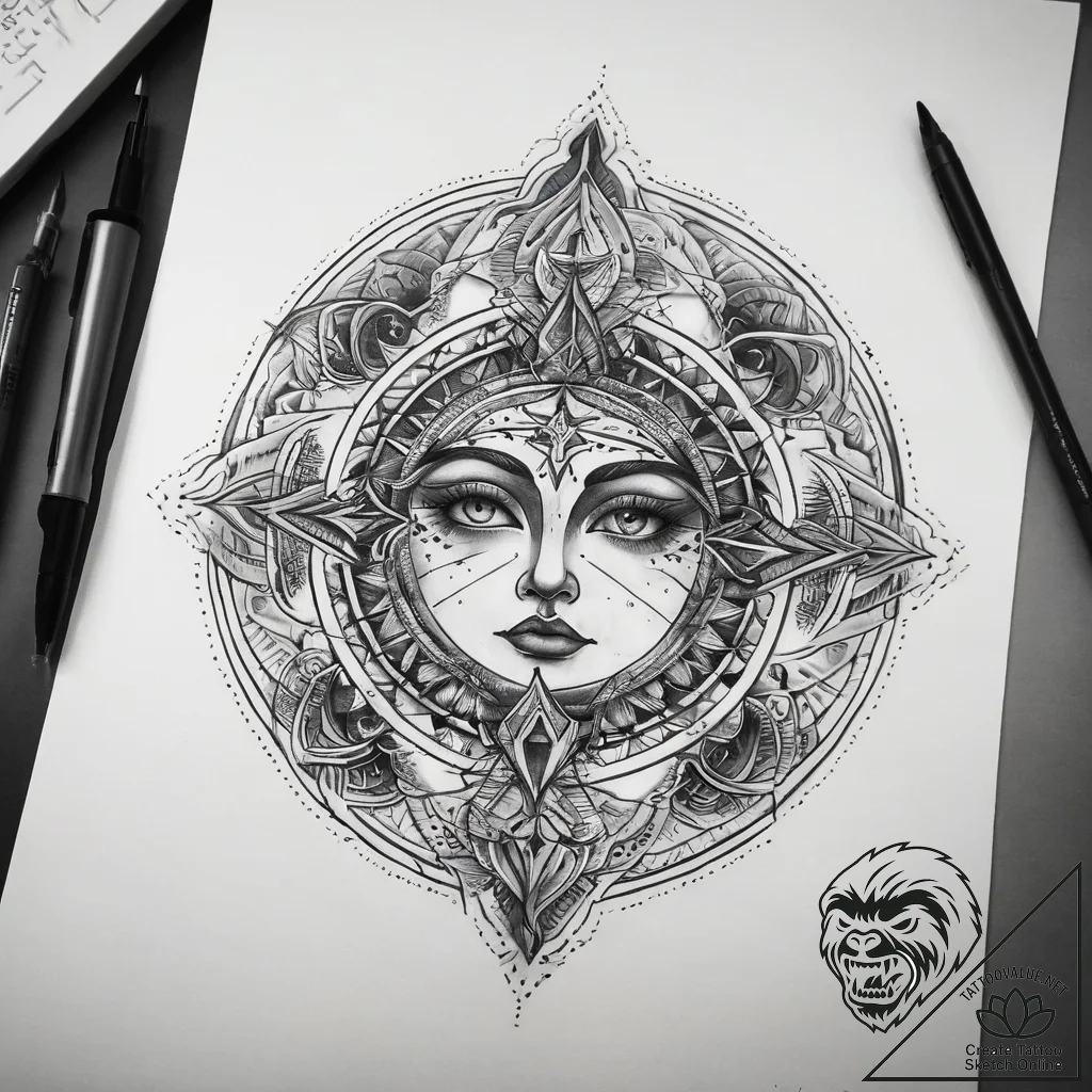 Tattoo sketch cosmic lore, ink illustration f... - tattoo sketch (№1757534762_0, 10.09.2025 20:06) — tattoovalue.net