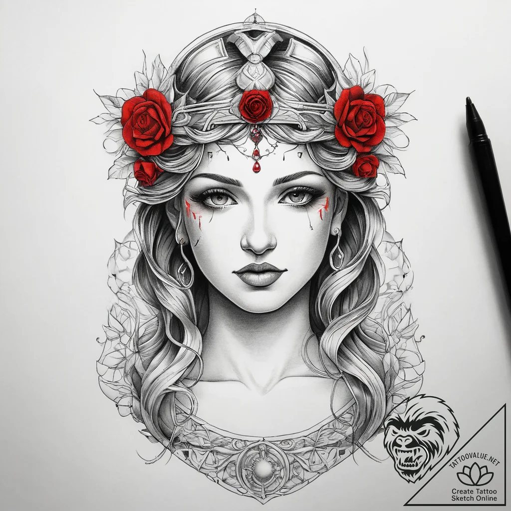 Tattoo sketch greek goddess persephone, tatto... - tattoo sketch (№1757536527_0, 10.09.2025 20:35) — tattoovalue.net