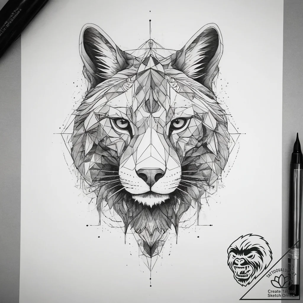 Tattoo sketch geometric animal, ink illustrat... - tattoo sketch (№1757536724_0, 10.09.2025 20:38) — tattoovalue.net