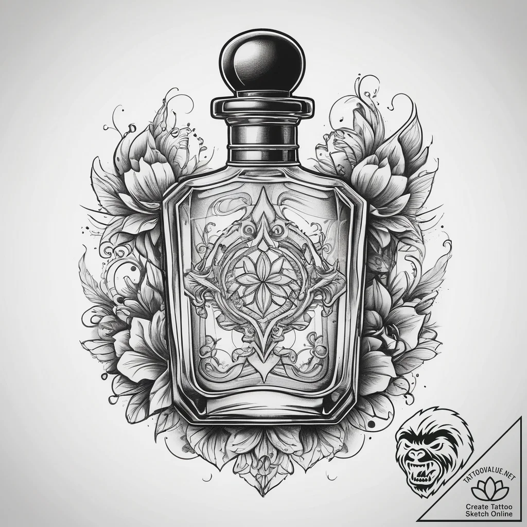 Tattoo sketch perfume bottle, tattoo drawing... - tattoo sketch (№1757538243_0, 10.09.2025 21:04) — tattoovalue.net