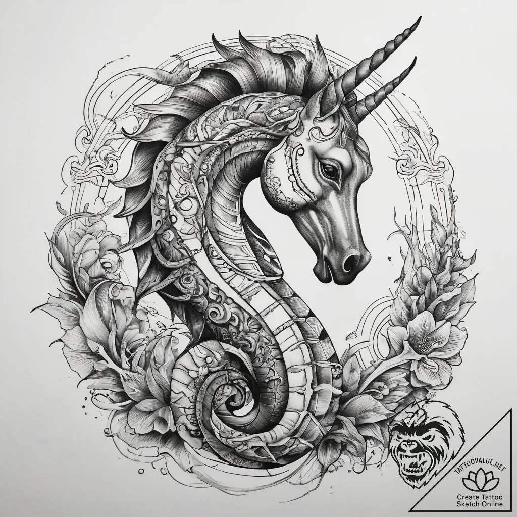Tattoo sketch hippocampus, tattoo drawing out... - tattoo sketch (№1757538438_0, 10.09.2025 21:07) — tattoovalue.net