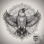 Tattoo sketch a raven with a scroll, tattoo f… – tattoo sketch (№1757539413_0, 10.09.2025 21:23) — tattoovalue.net