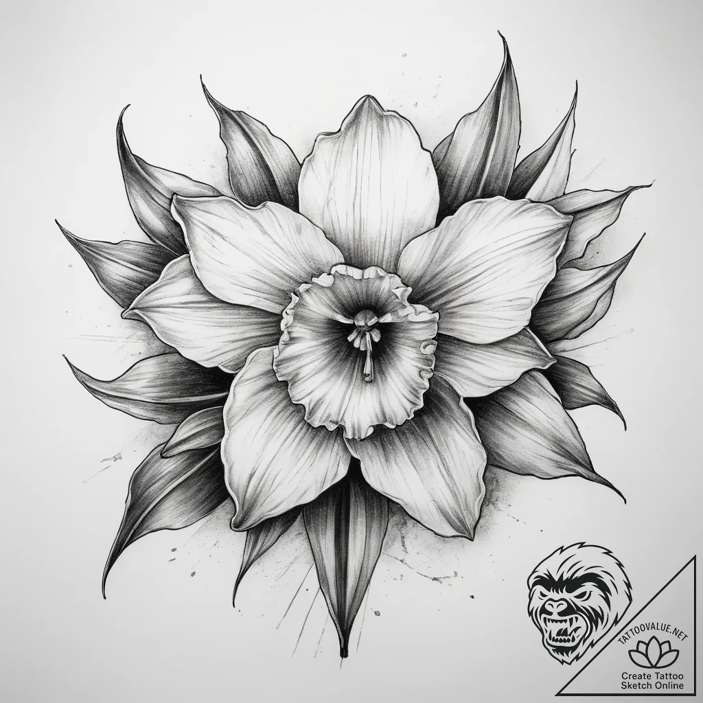 Tattoo sketch daffodil - tattoo sketch (№1757539997_0, 10.09.2025 21:33) — tattoovalue.net
