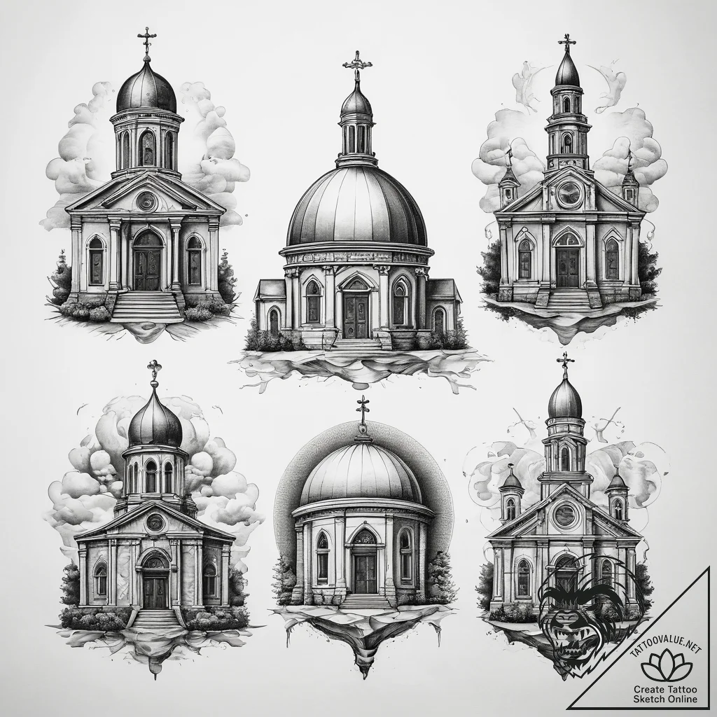 Tattoo sketch church domes, tattoo drawing ou... - tattoo sketch (№1757540190_0, 10.09.2025 21:36) — tattoovalue.net