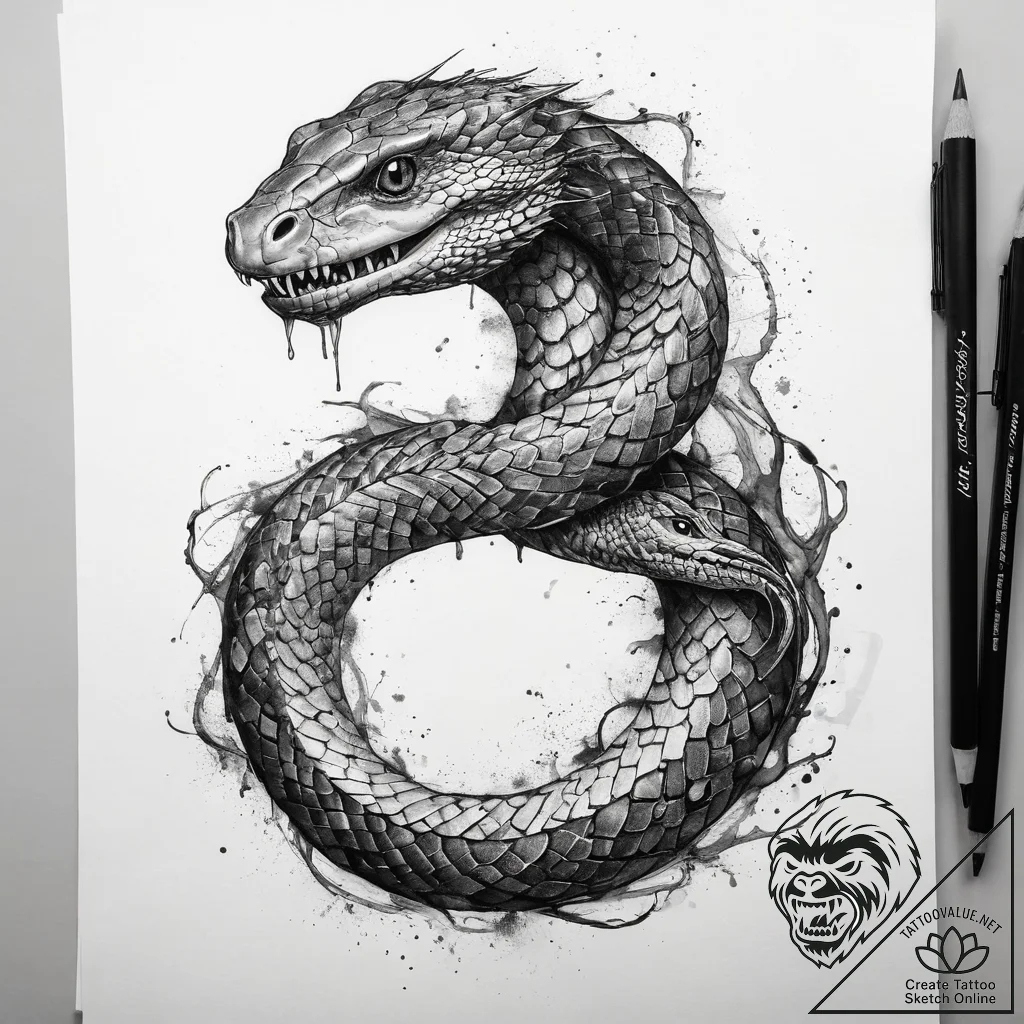 Tattoo sketch jormungandr snake, tattoo line... - tattoo sketch (№1757540386_0, 10.09.2025 21:39) — tattoovalue.net
