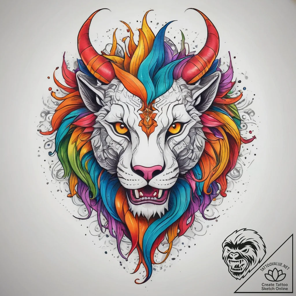Tattoo sketch chimera, tattoo line art, vibra... - tattoo sketch (№1757540581_0, 10.09.2025 21:43) — tattoovalue.net
