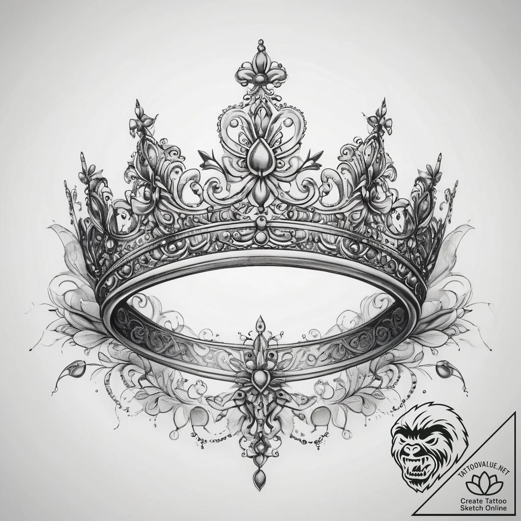 Tattoo sketch tiara - tattoo sketch (№1757540776_0, 10.09.2025 21:46) — tattoovalue.net