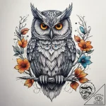Tattoo sketch узор в виде совы на ветке, conc… – tattoo sketch (№1757542530_0, 10.09.2025 22:15) — tattoovalue.net