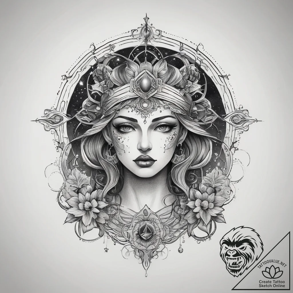 Tattoo sketch cosmic origin, concept art for... - tattoo sketch (№1757544289_0, 10.09.2025 22:44) — tattoovalue.net