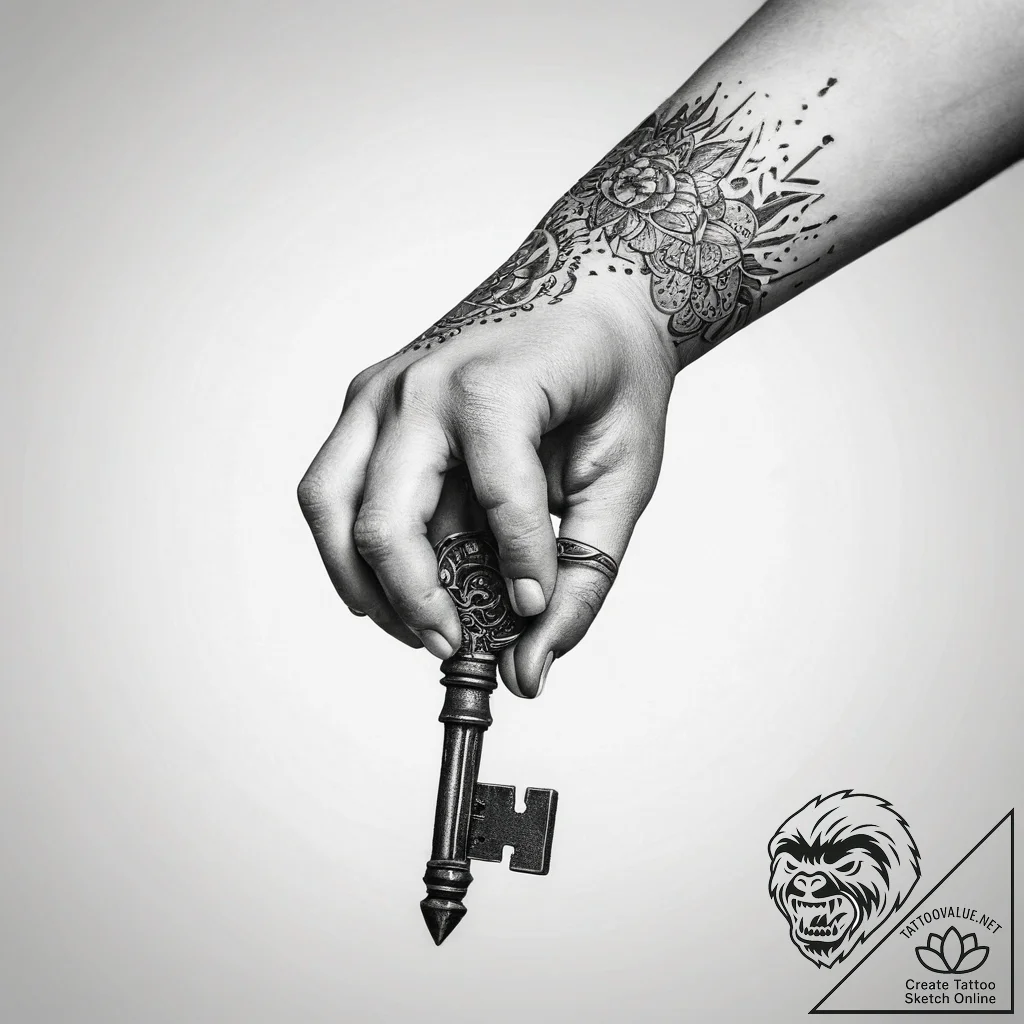 Tattoo sketch hands with a key, tattoo drawin... - tattoo sketch (№1757544486_0, 10.09.2025 22:48) — tattoovalue.net