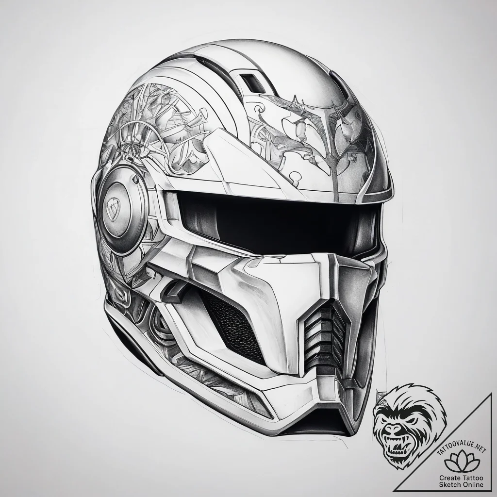 Tattoo sketch helmet - tattoo sketch (№1757545460_0, 10.09.2025 23:04) — tattoovalue.net