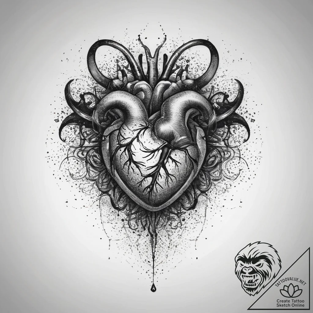 Tattoo sketch heartbeat with a sound, concept... - tattoo sketch (№1757546844_0, 10.09.2025 23:27) — tattoovalue.net