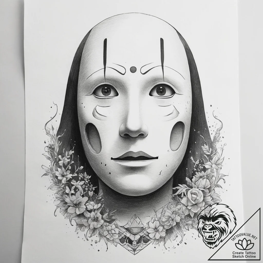 Tattoo sketch studio ghibli no-face - tattoo sketch (№1757547627_0, 10.09.2025 23:40) — tattoovalue.net
