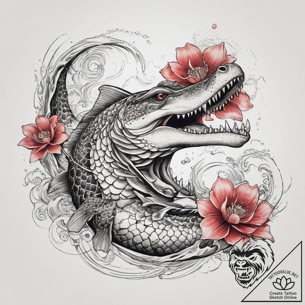 Tattoo sketch alligator gar, concept art for... - tattoo sketch (№1757549773_0, 11.09.2025 00:16) — tattoovalue.net