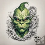 Tattoo sketch the grinch with a foot, artisti… – tattoo sketch (№1757550944_0, 11.09.2025 00:35) — tattoovalue.net