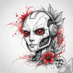 Tattoo sketch robot with a plant, tattoo sket… – tattoo sketch (№1757551335_0, 11.09.2025 00:42) — tattoovalue.net