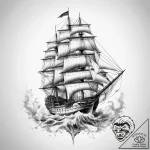 Tattoo sketch ship – tattoo sketch (№1757552893_0, 11.09.2025 01:08) — tattoovalue.net
