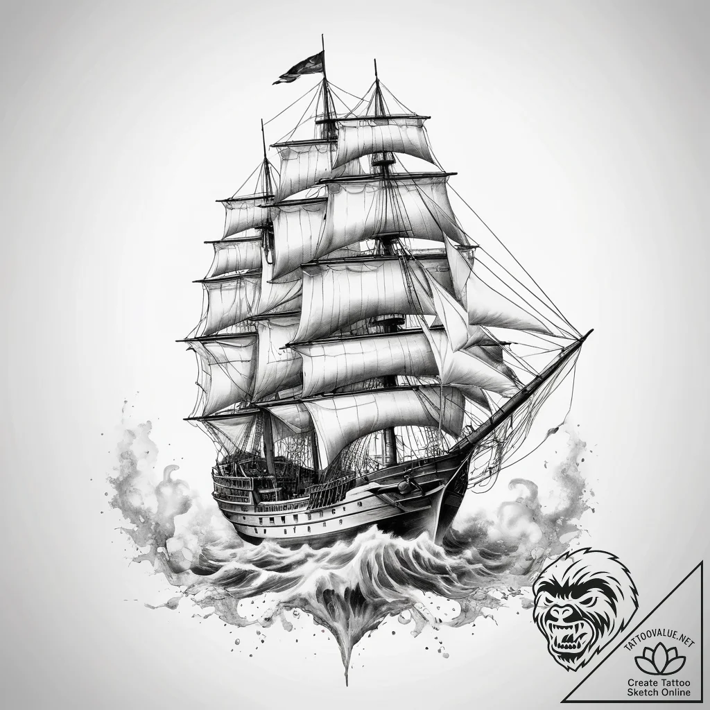 Tattoo sketch ship - tattoo sketch (№1757552893_0, 11.09.2025 01:08) — tattoovalue.net