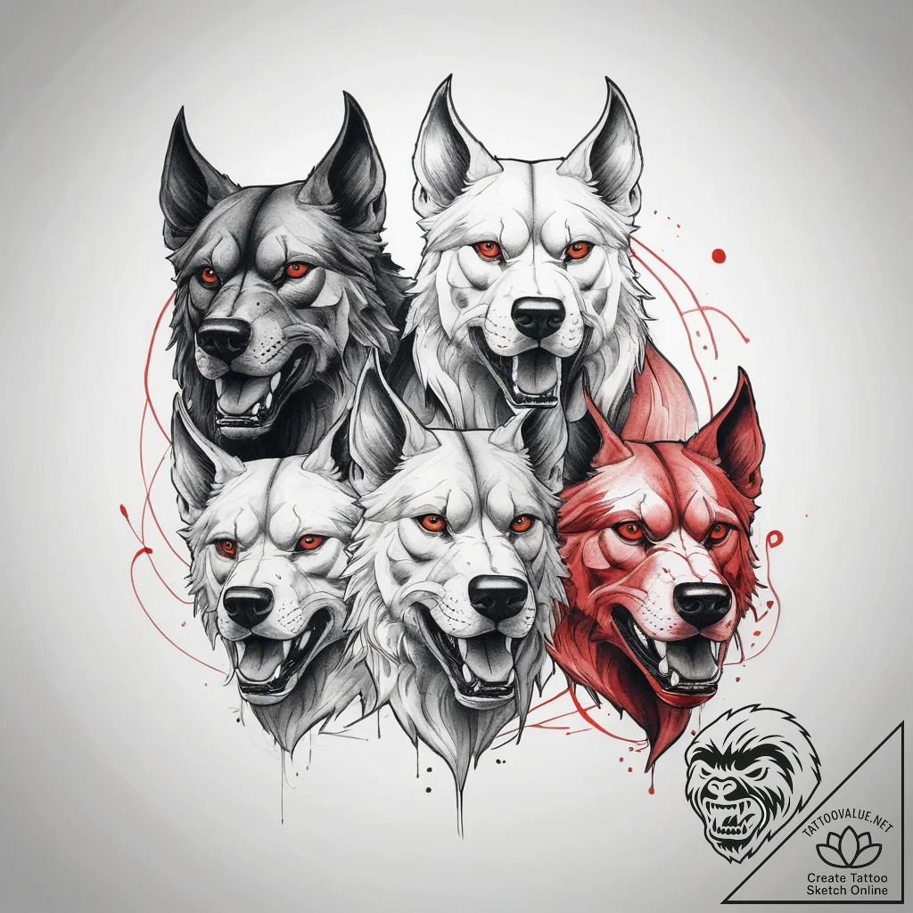 Tattoo sketch цербер, ink illustration for ta... - tattoo sketch (№1757553086_0, 11.09.2025 01:11) — tattoovalue.net
