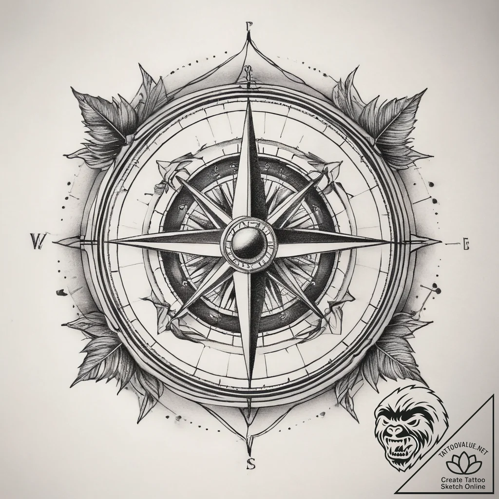 Tattoo sketch компас, tattoo flash sheet desi... - tattoo sketch (№1757553279_0, 11.09.2025 01:14) — tattoovalue.net