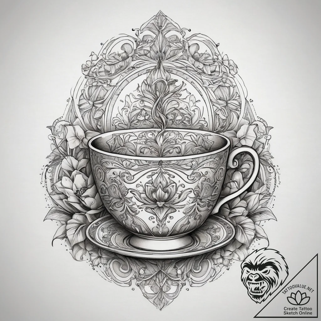 Tattoo sketch teacup tattoo, tattoo drawing o... - tattoo sketch (№1757555233_0, 11.09.2025 01:47) — tattoovalue.net