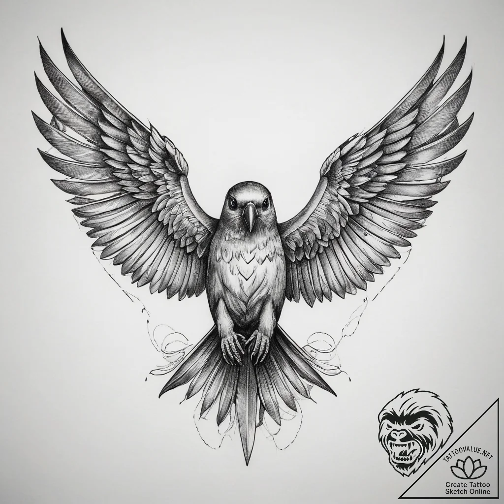 Tattoo sketch petrel, tattoo line art, on a c... - tattoo sketch (№1757555428_0, 11.09.2025 01:50) — tattoovalue.net