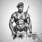 Tattoo sketch soldier with a lock – tattoo sketch (№1757556012_0, 11.09.2025 02:00) — tattoovalue.net
