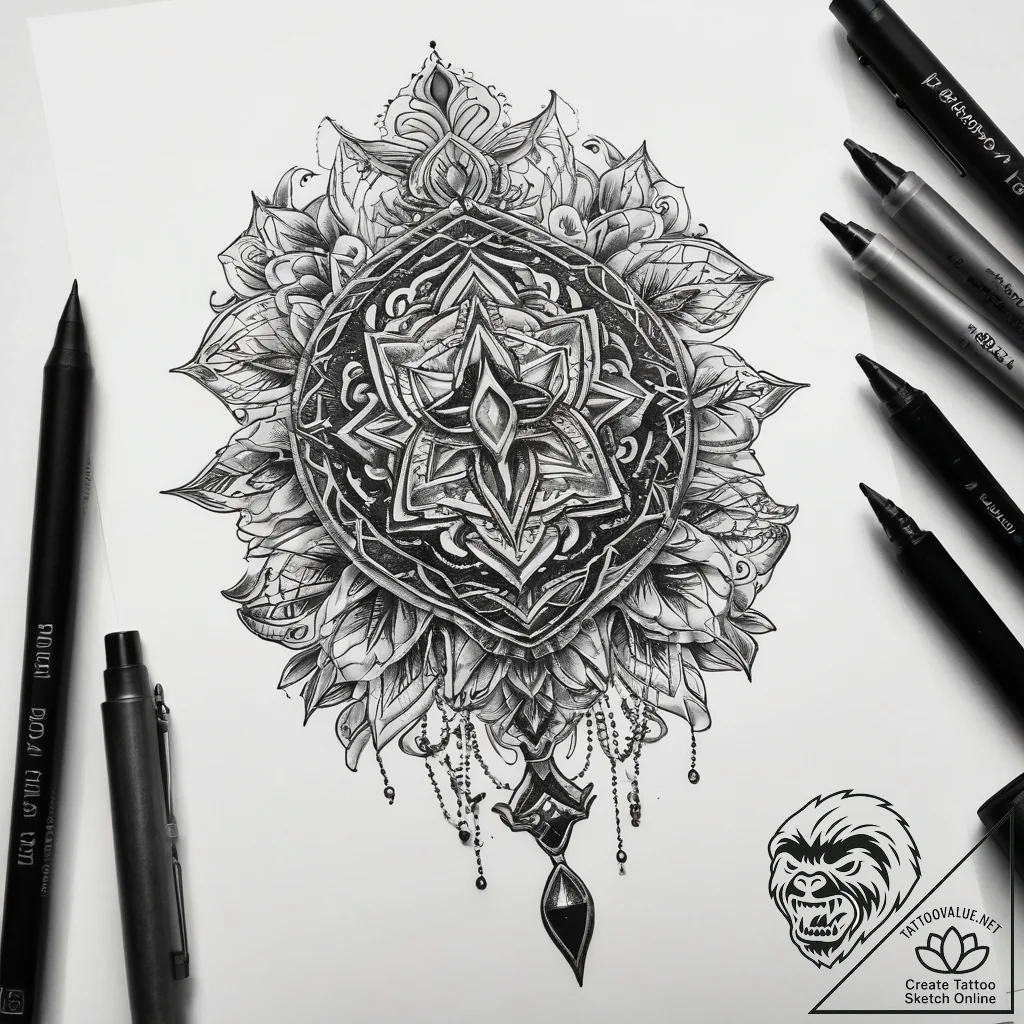 Tattoo sketch locket on a chain, tattoo drawi... - tattoo sketch (№1757556790_0, 11.09.2025 02:13) — tattoovalue.net