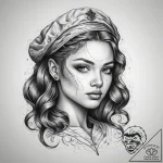 Tattoo sketch portrait of a girl, concept art… – tattoo sketch (№1757557377_0, 11.09.2025 02:22) — tattoovalue.net