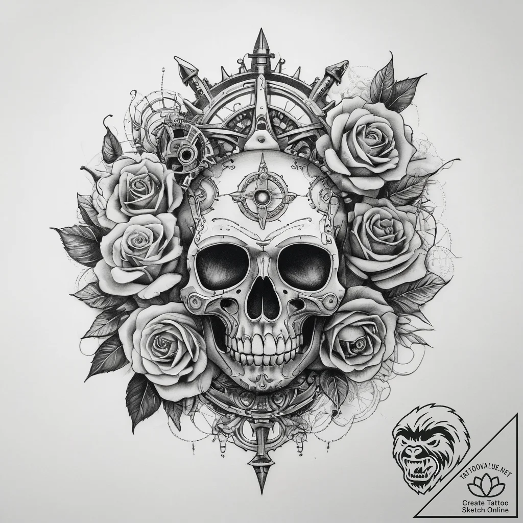 Tattoo sketch bio-mechanical шестеренки, tatt... - tattoo sketch (№1757557767_0, 11.09.2025 02:29) — tattoovalue.net
