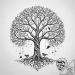 Tattoo sketch tree of life with a bird – tattoo sketch (№1757558350_0, 11.09.2025 02:39) — tattoovalue.net