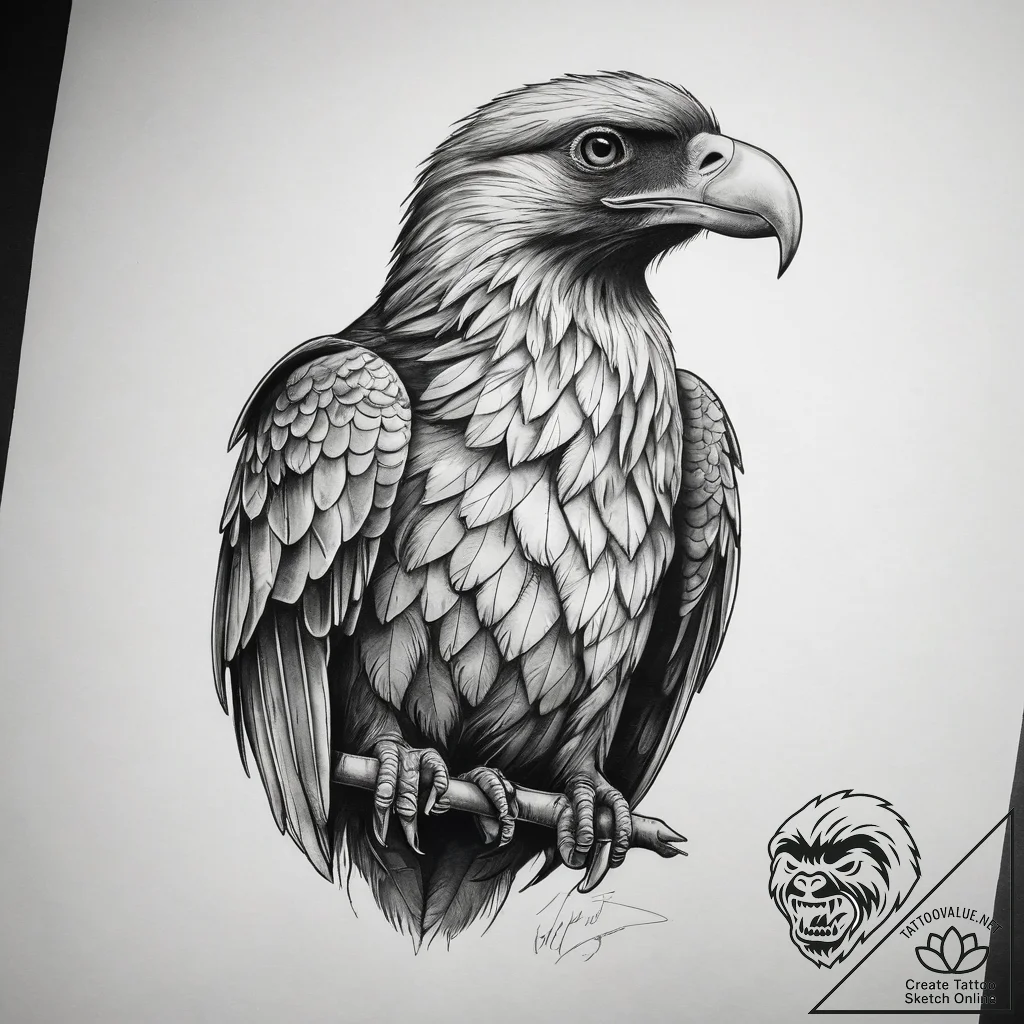 Tattoo sketch condor, tattoo drawing outline,... - tattoo sketch (№1757559322_0, 11.09.2025 02:55) — tattoovalue.net