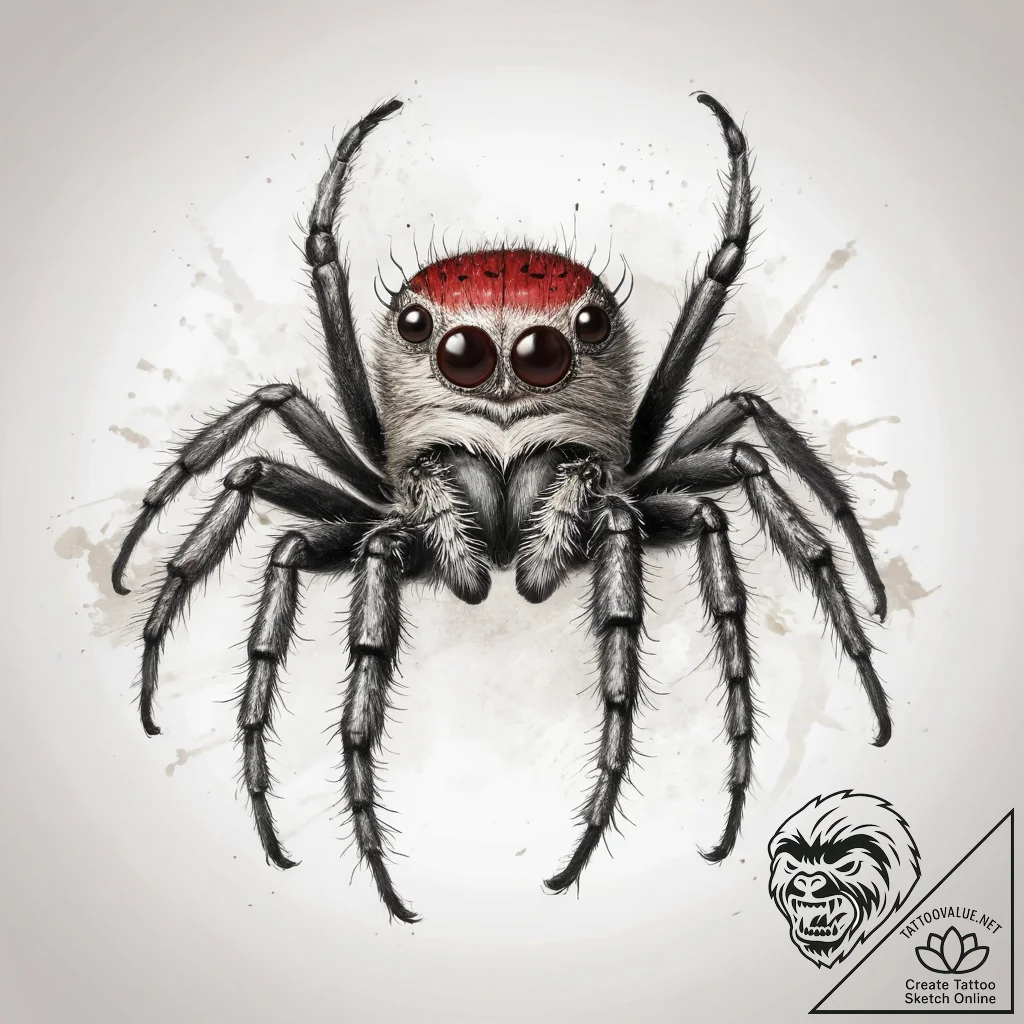 Tattoo sketch jumping spider, concept art for... - tattoo sketch (№1757559905_0, 11.09.2025 03:05) — tattoovalue.net
