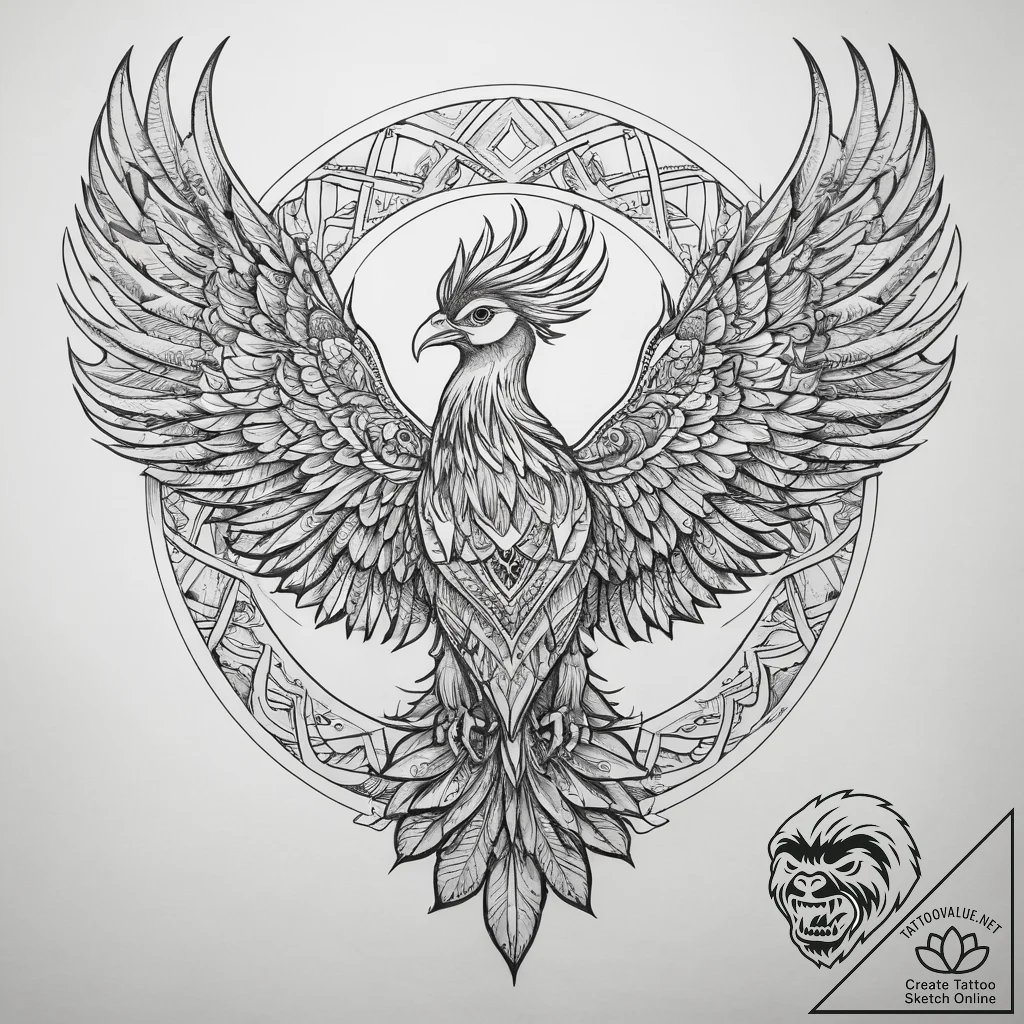 Tattoo sketch phoenix, tattoo flash sheet des... - tattoo sketch (№1757560101_0, 11.09.2025 03:08) — tattoovalue.net